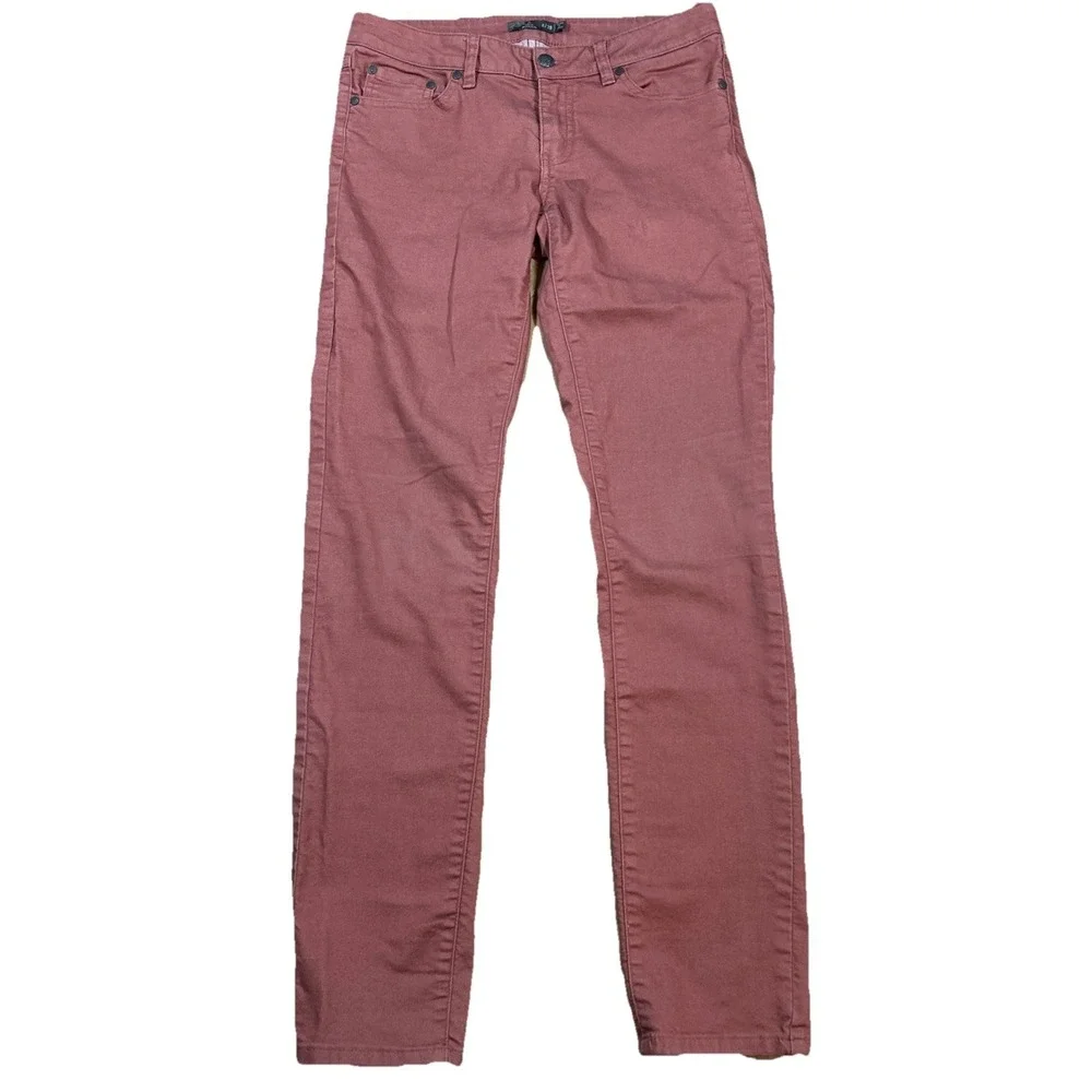 Prana Jeans Womens 6/28 Heather Red Skinny Outdoors Stretch Zip Fly - Picture 1 of 9